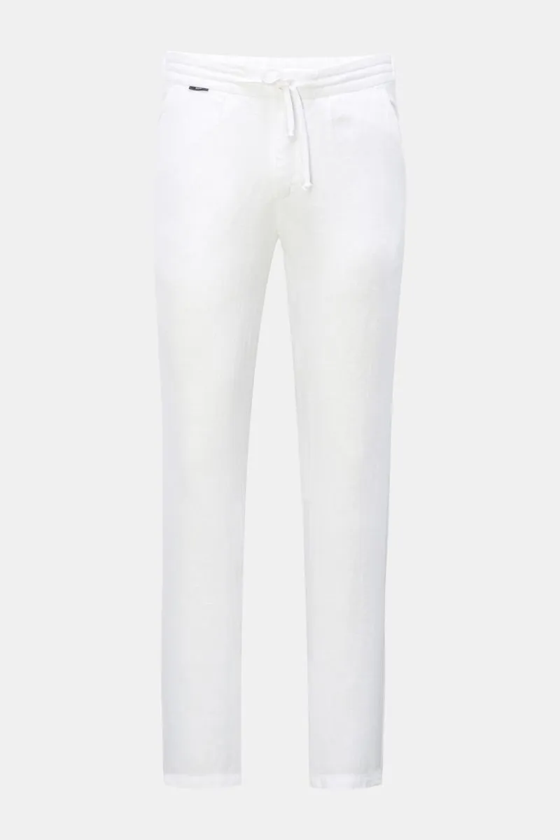 04651/ A TRIP IN A BAG linen jogger pants 'Linen Pant' white