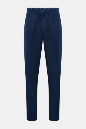 04651/ A TRIP IN A BAG linen jogger pants 'Linen Pleated Pant' navy