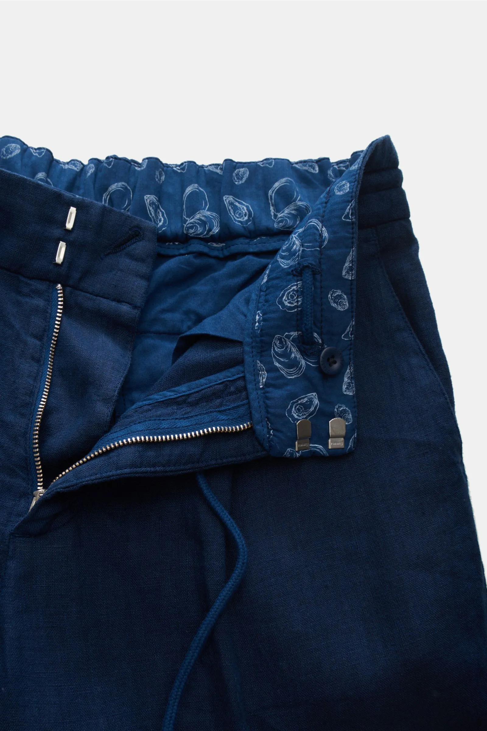 04651/ A TRIP IN A BAG linen jogger pants 'Linen Pleated Pant' navy