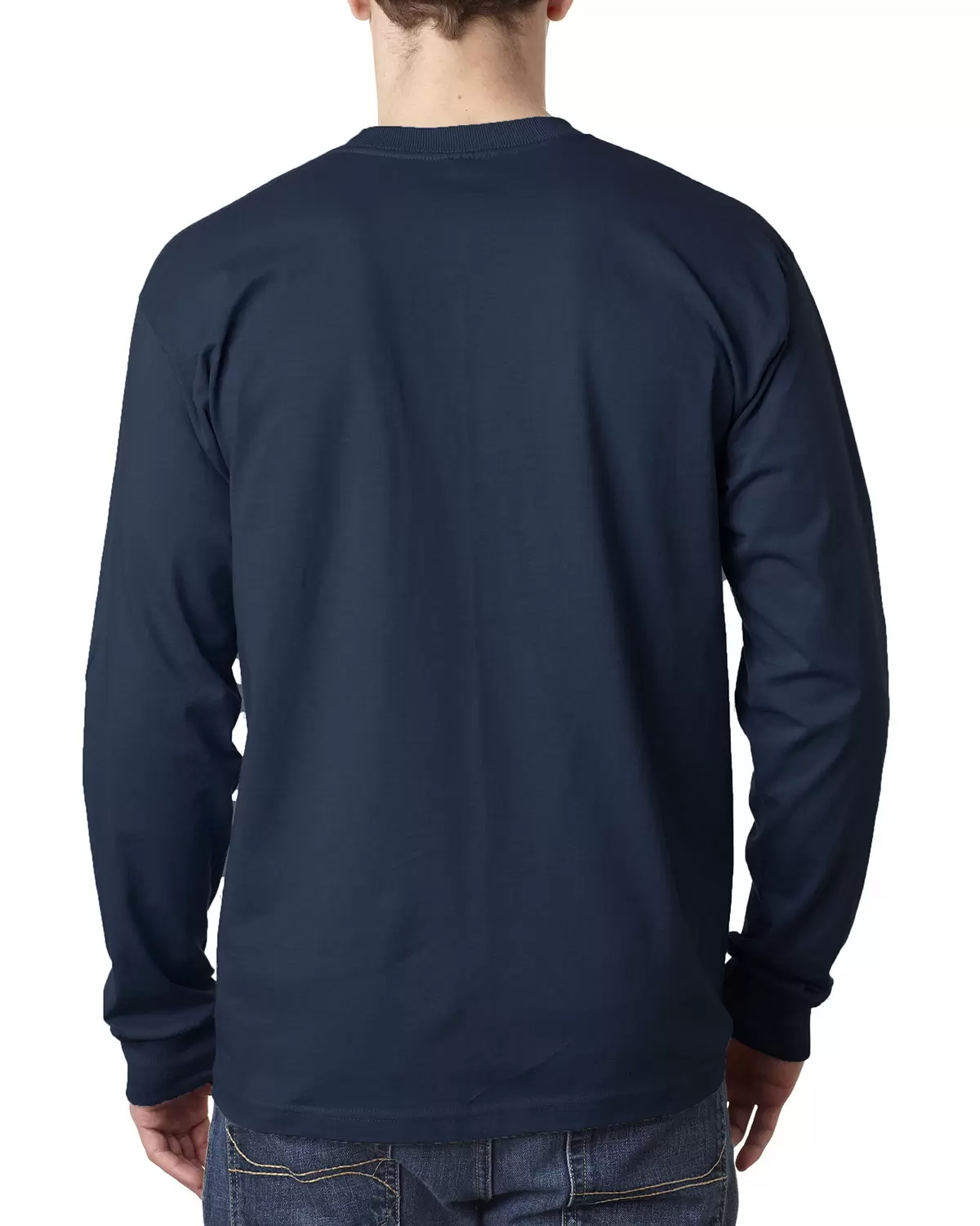 8100 Bayside Adult Long-Sleeve Cotton Tee with Pocket SKU: 8100