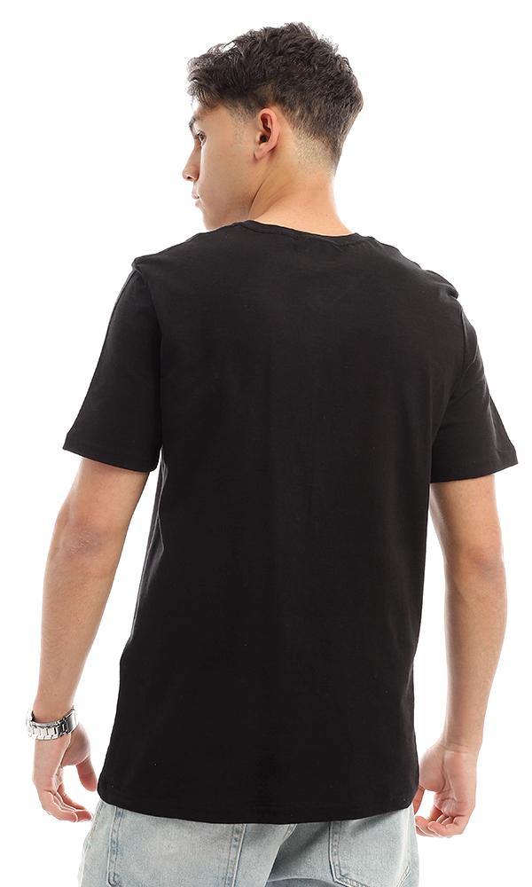 94604 Black Cotton V-Neck Slip On Summer Tee