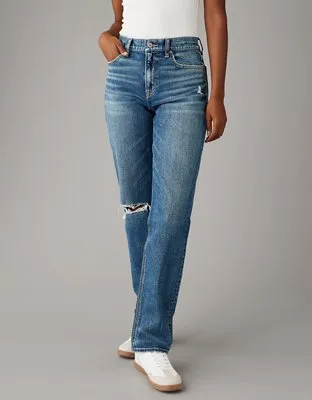 AE Stretch Super High-Waisted Ripped Straight Jean-