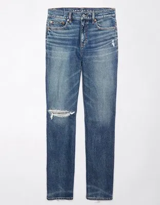 AE Stretch Super High-Waisted Ripped Straight Jean-