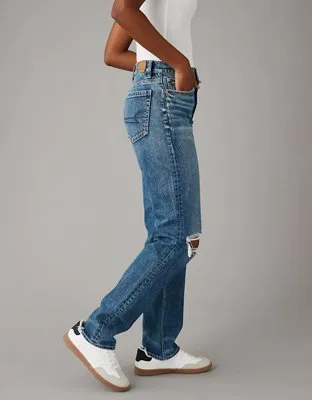 AE Stretch Super High-Waisted Ripped Straight Jean-