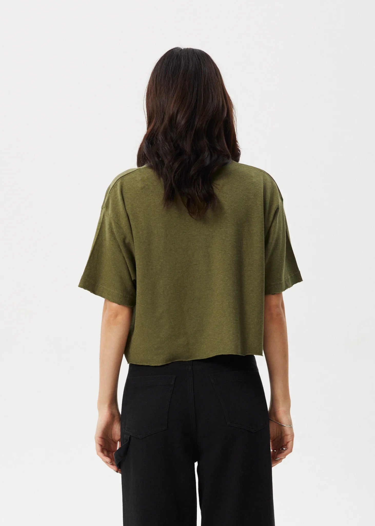 Afends Hemp Tee Slay Cropped Oversized Military