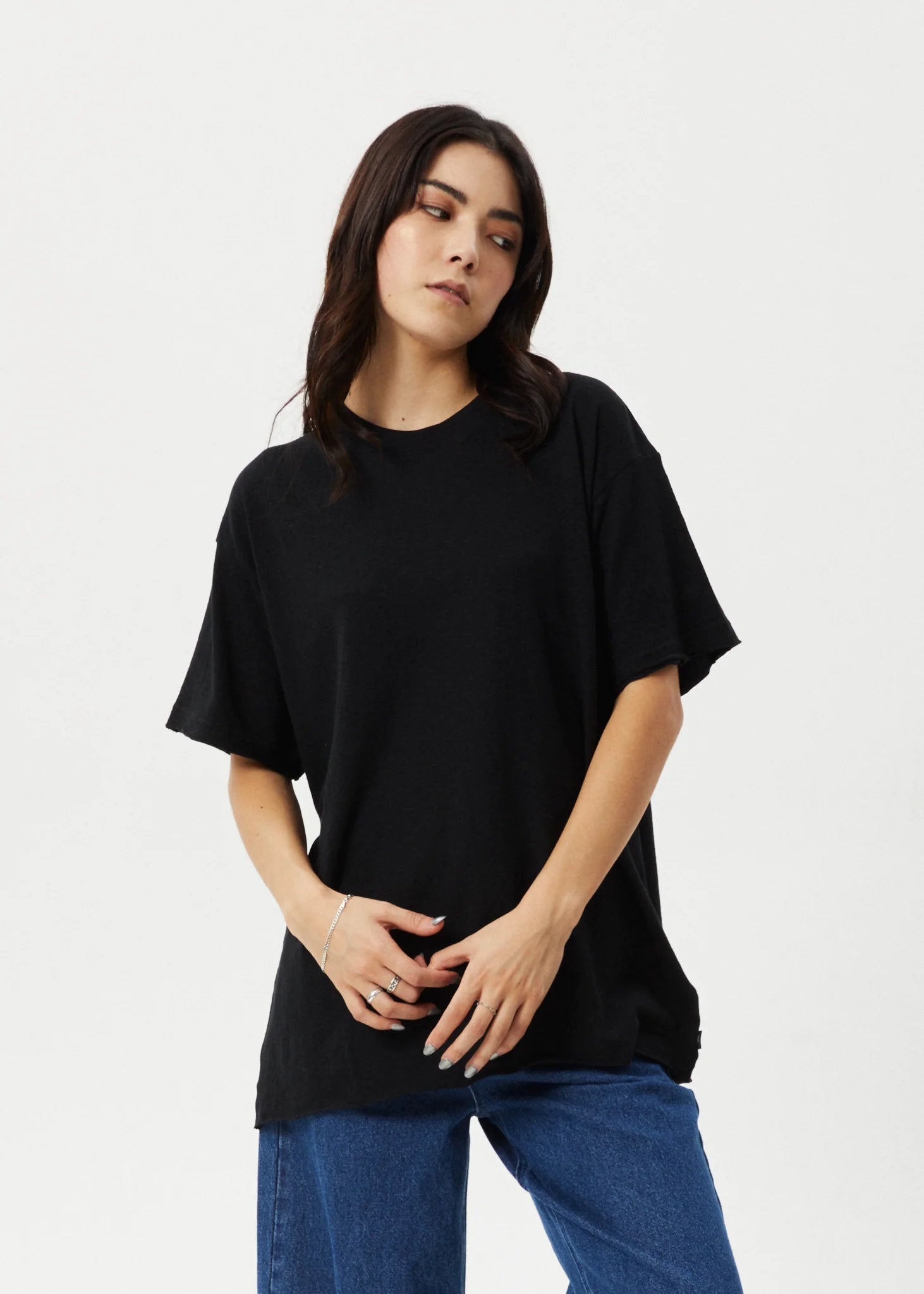 Afends Hemp Tee Slay Oversized Black