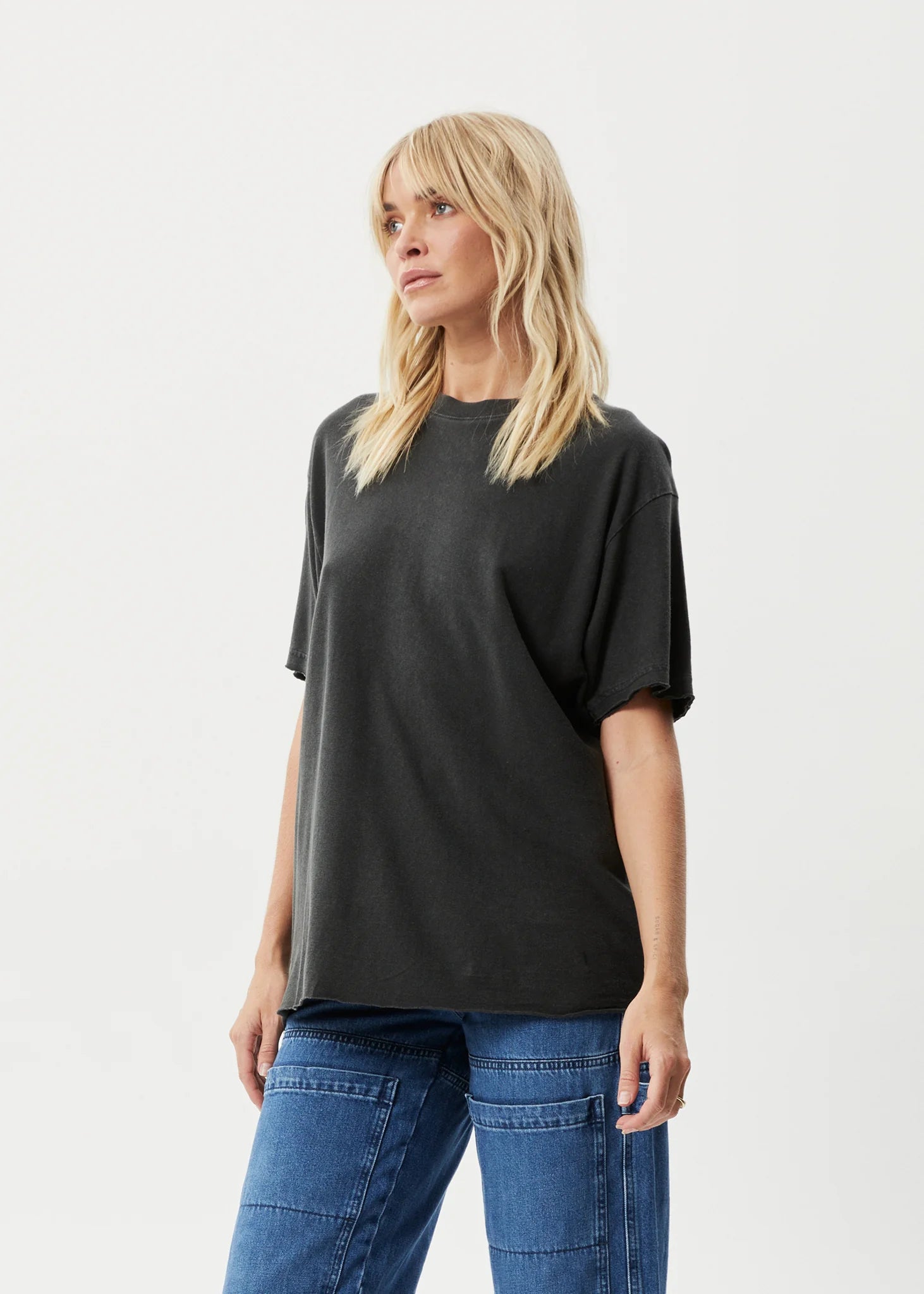 Afends Hemp Tee Slay Oversized Stone Black