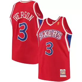 Allen Iverson Philadelphia 76ers Mitchell & Ness Hardwood Classics Authentic Jersey - Red