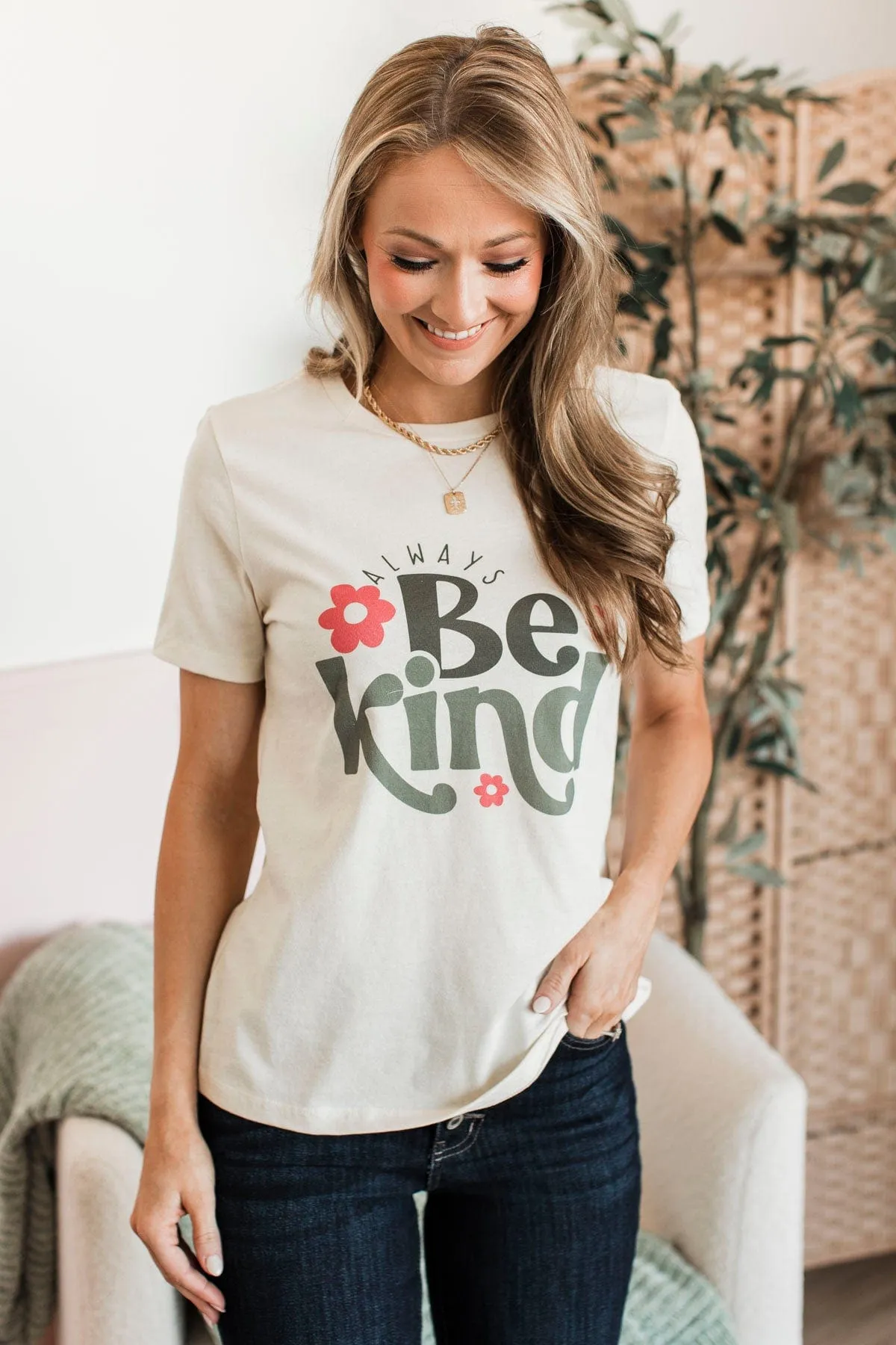 Always Be Kind Graphic Tee- Natural