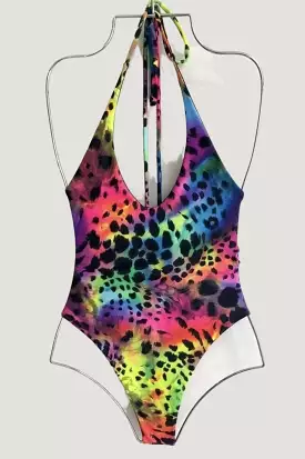 Animal Print One Piece Swimwear Swimsuit