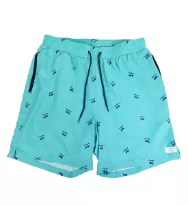 Aruba with Navy Golf Carts Swim Trunks