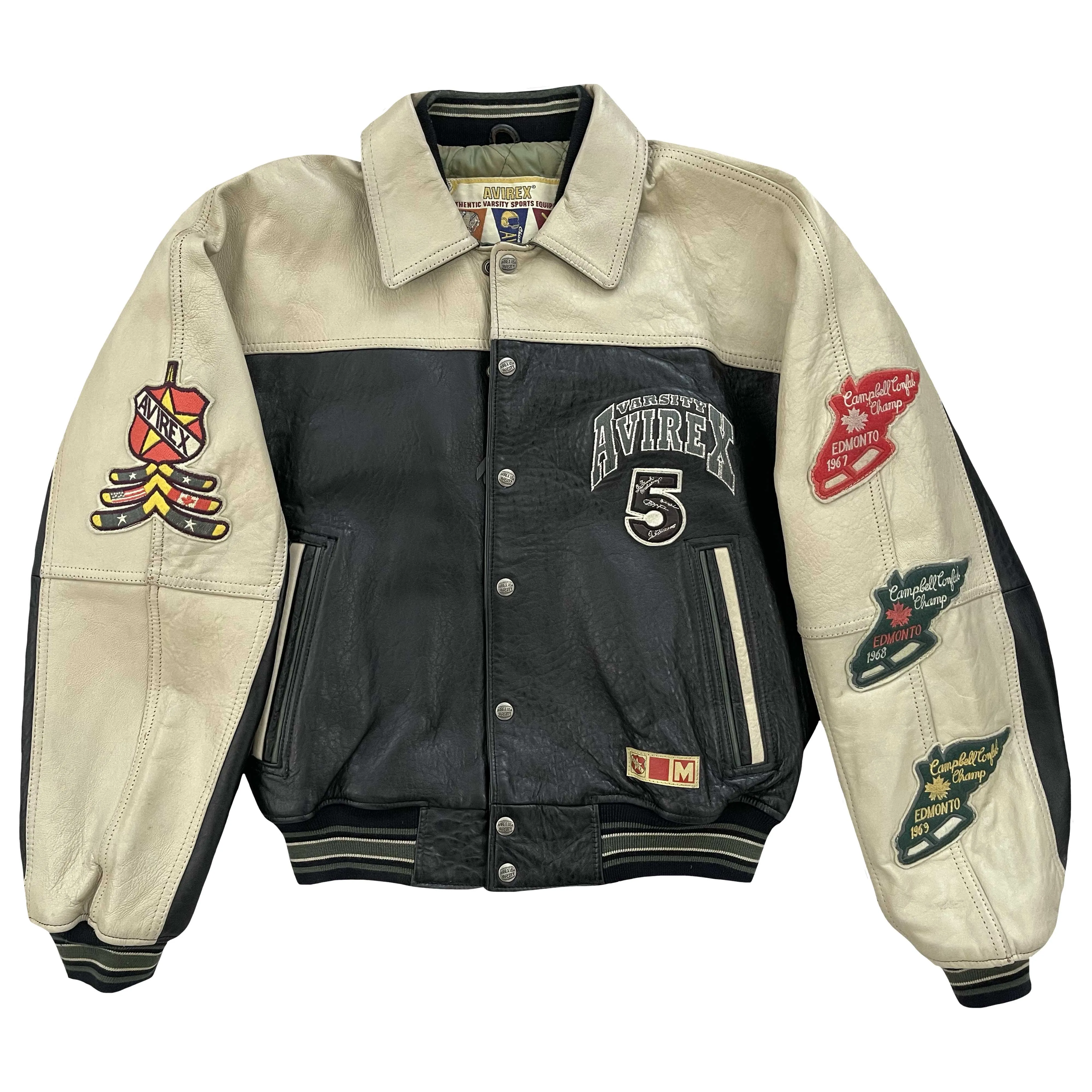 Avirex Wildbears Leather Varsity Jacket - M