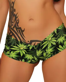 Basic Booty Shorts With Frill Bottom Marijuana Clothing