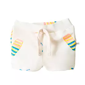 Beige Ice Cream Print Swim Trunks