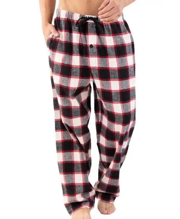 Black Plaid Men's Flannel PJ Pants