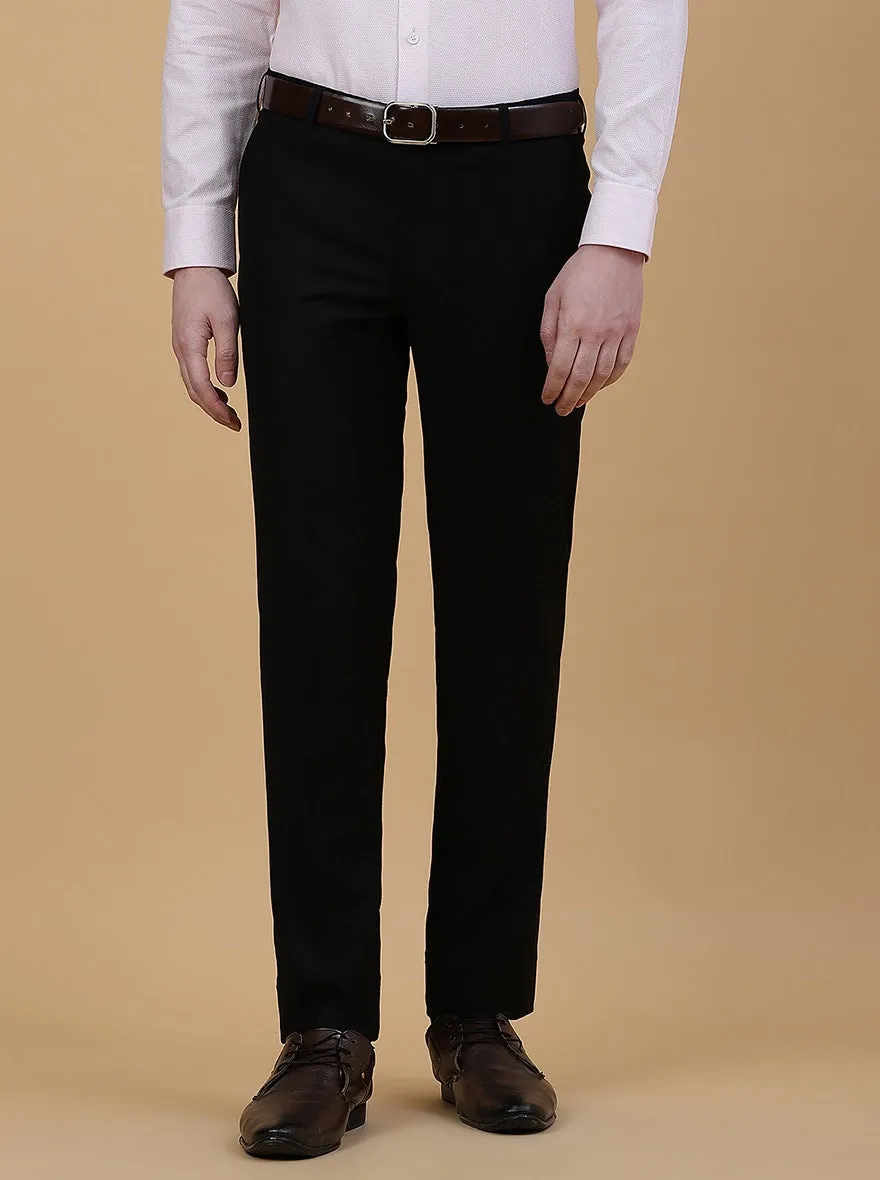 Black Solid Slim Fit Formal Trouser | Metal