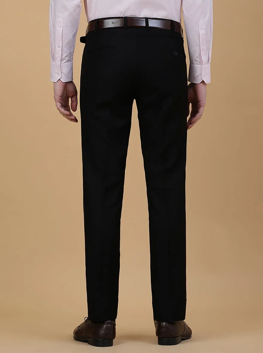 Black Solid Slim Fit Formal Trouser | Metal