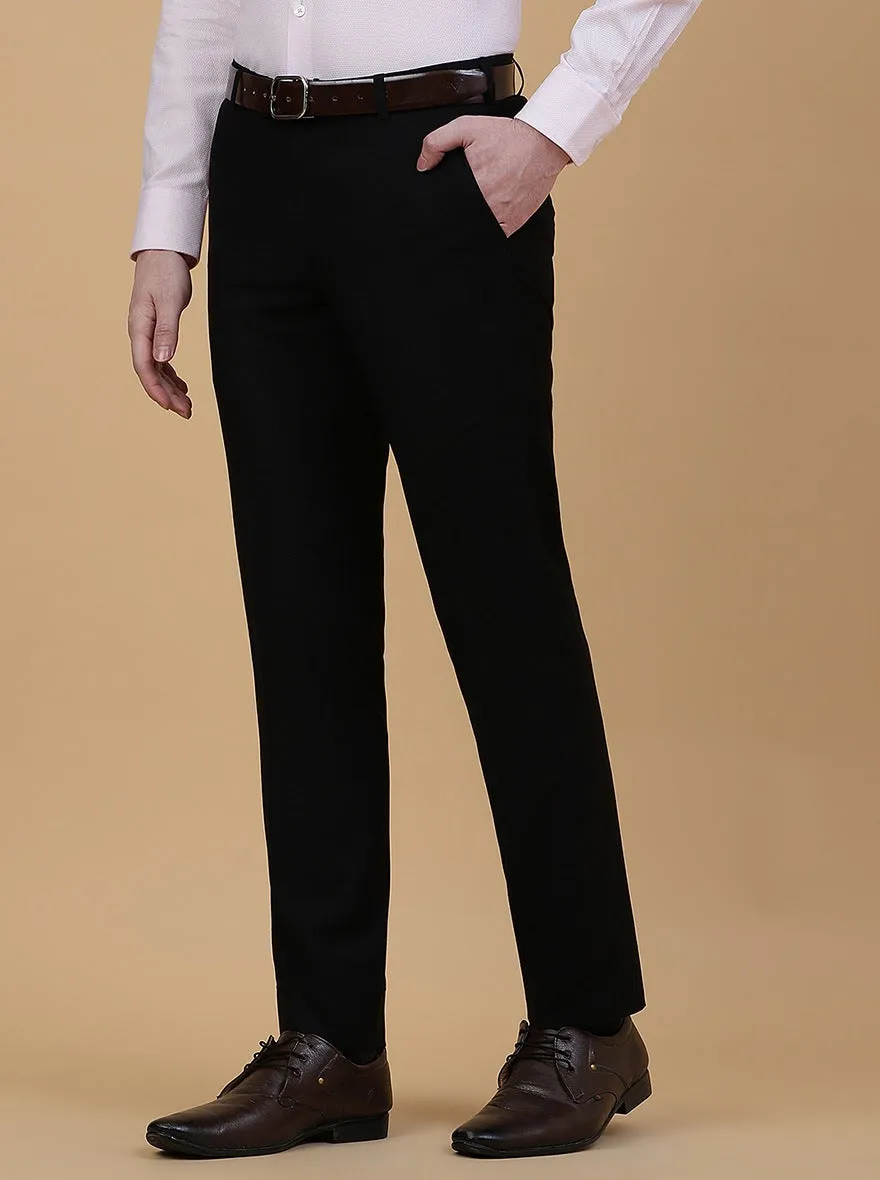 Black Solid Slim Fit Formal Trouser | Metal