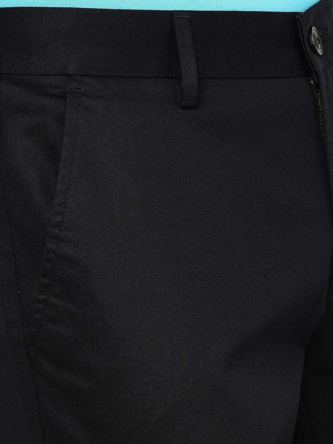 Black Solid Uno Fit Casual Trouser | JadeBlue