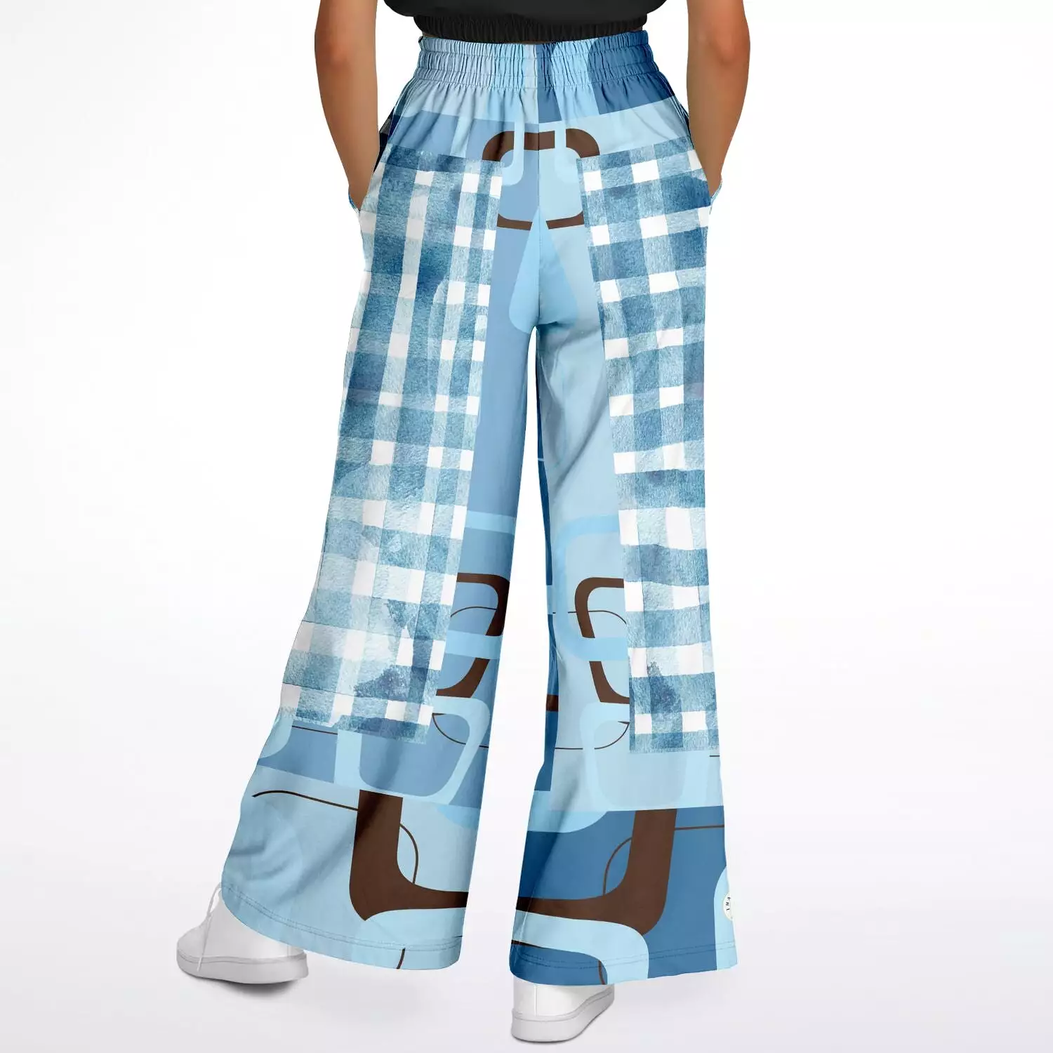 Blue Geo Plaid SW Stretchy Phat Bellbottoms