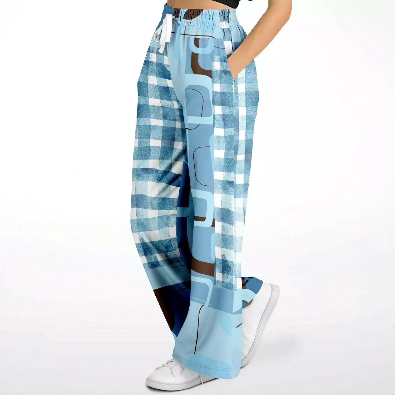 Blue Geo Plaid SW Stretchy Phat Bellbottoms