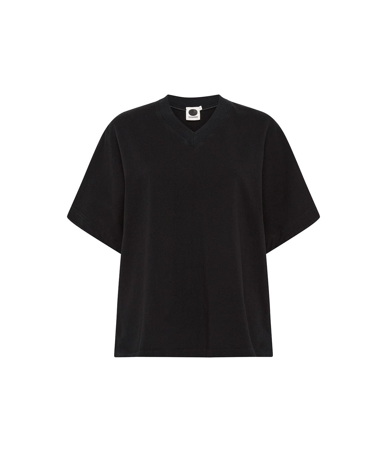 BOXY V-NECK TEE- BLACK