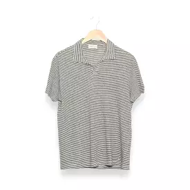 Brooksfield Polo striped linen blend militare/latte