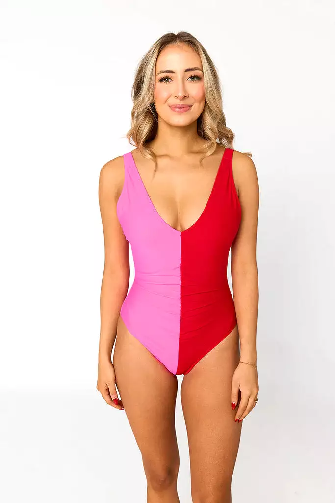 BUDDYLOVE MALEY COLORBLOCK ONE-PIECE SWIMSUIT - HOT PINK/RED