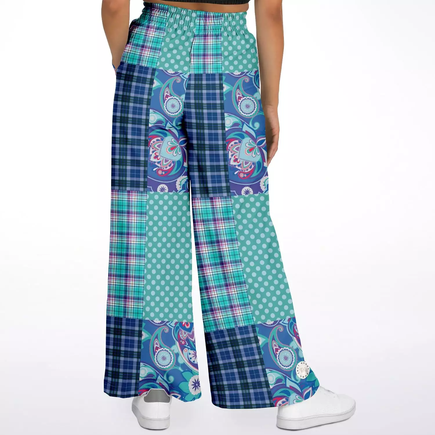 Cerulean Patchwork Plaid SW Stretchy Phat Bellbottoms