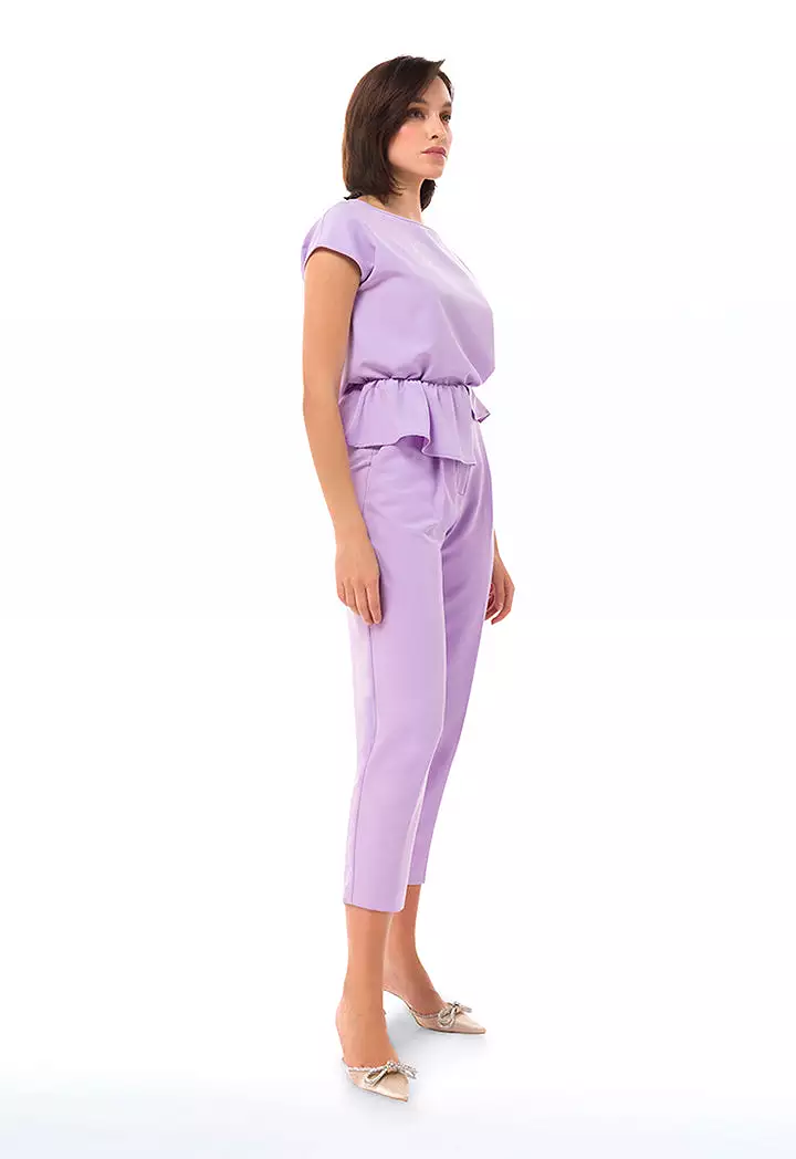 Circular Flap Waist Solid Trouser