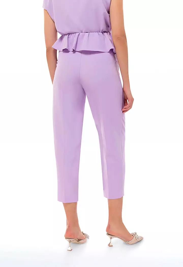 Circular Flap Waist Solid Trouser