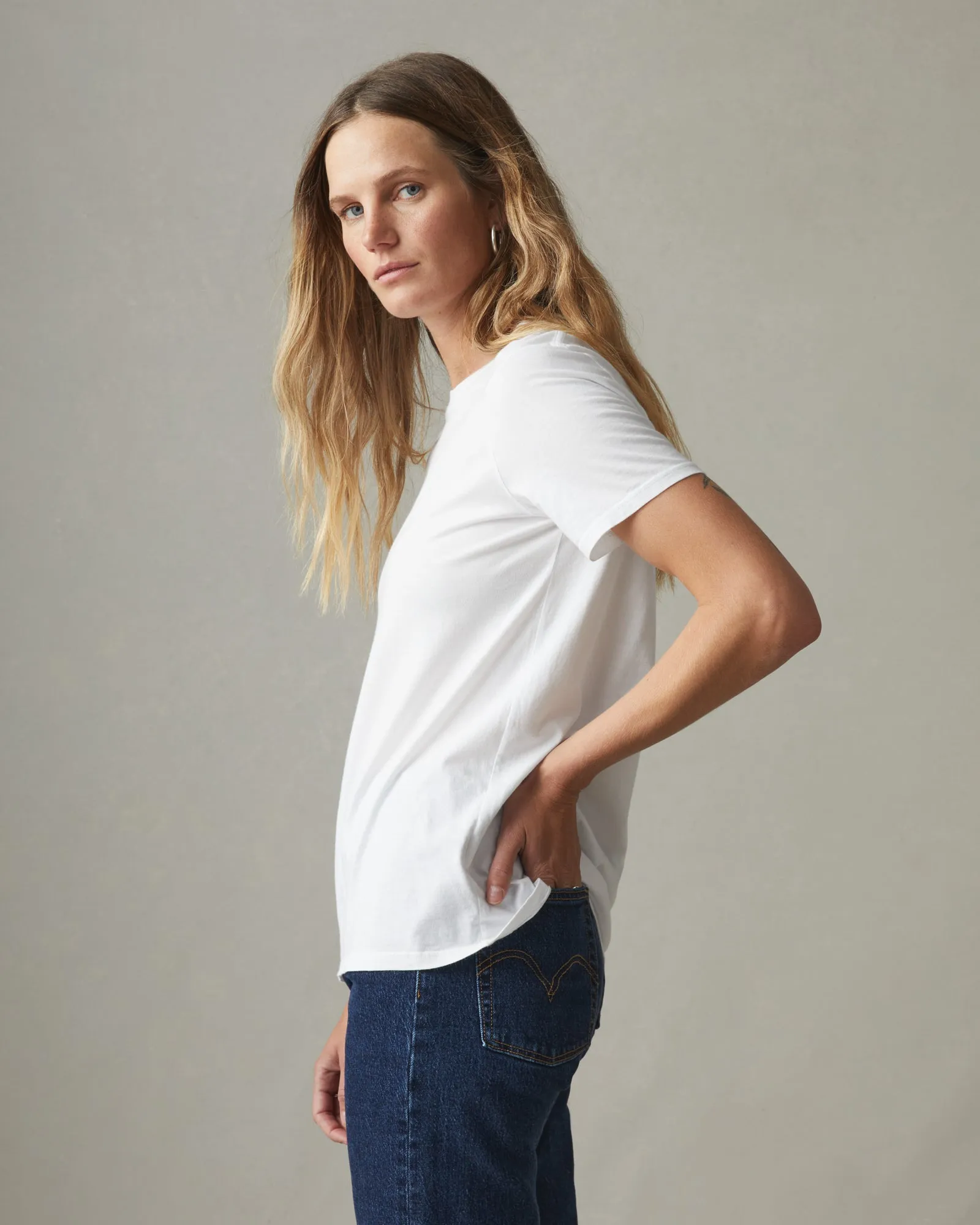 Classic Cotton Crew Tee - White