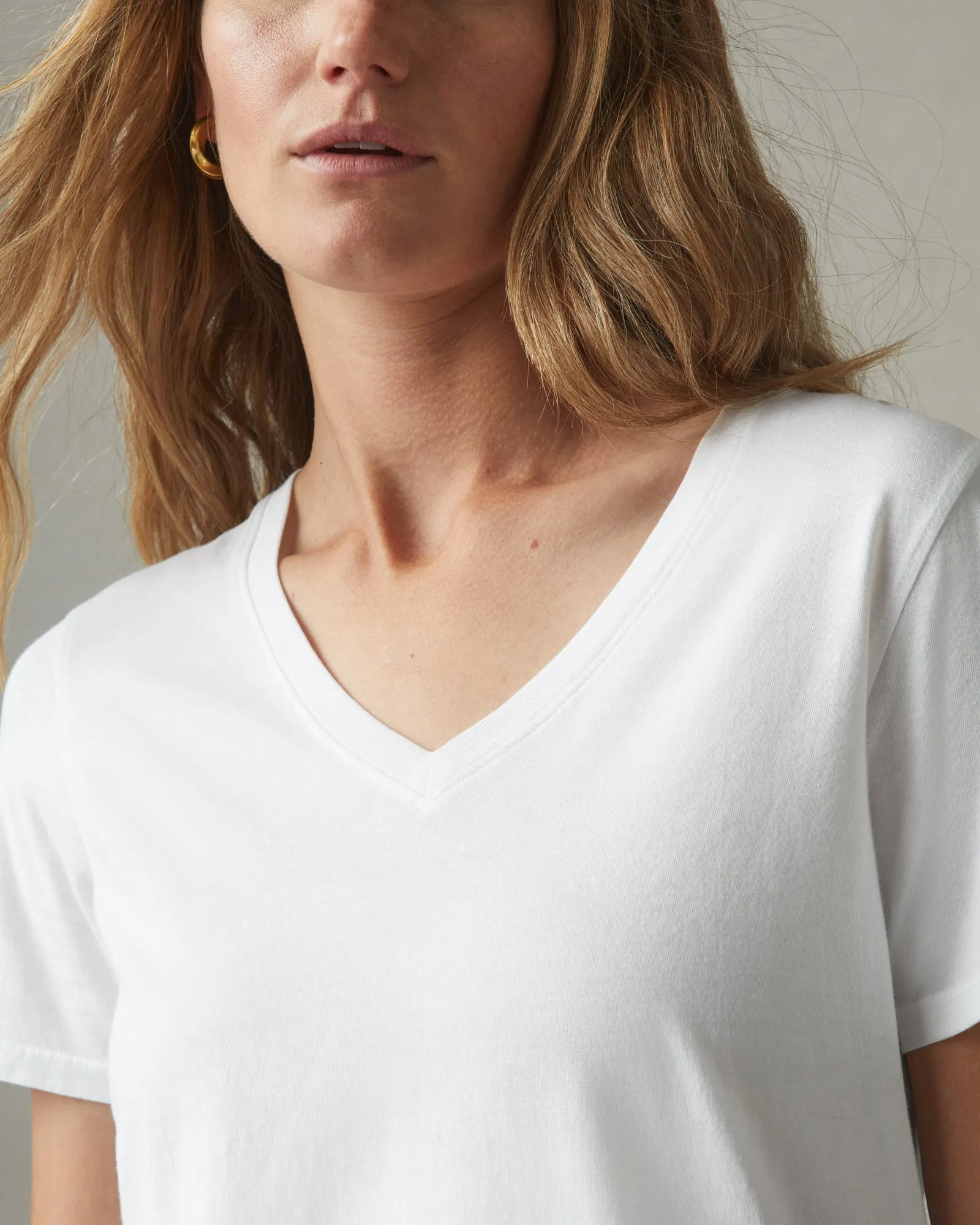 Classic Cotton V-Neck Tee - White