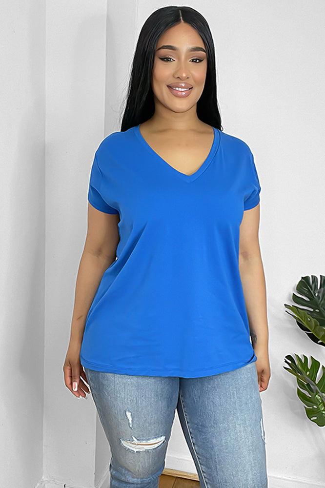 Classic V-Neck Soft Touch Cotton Blend Tee