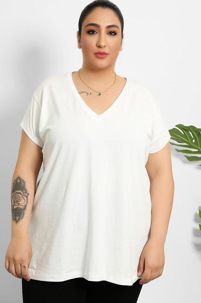 Classic V-Neck Soft Touch Cotton Blend Tee