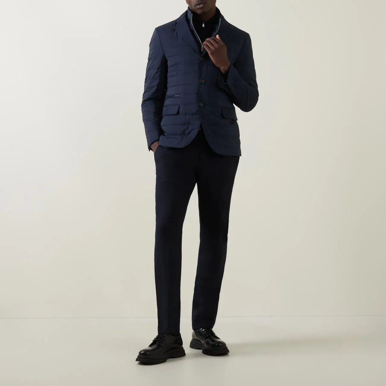 CORNELIANI Quilted Double-Layer Jacket - Navy