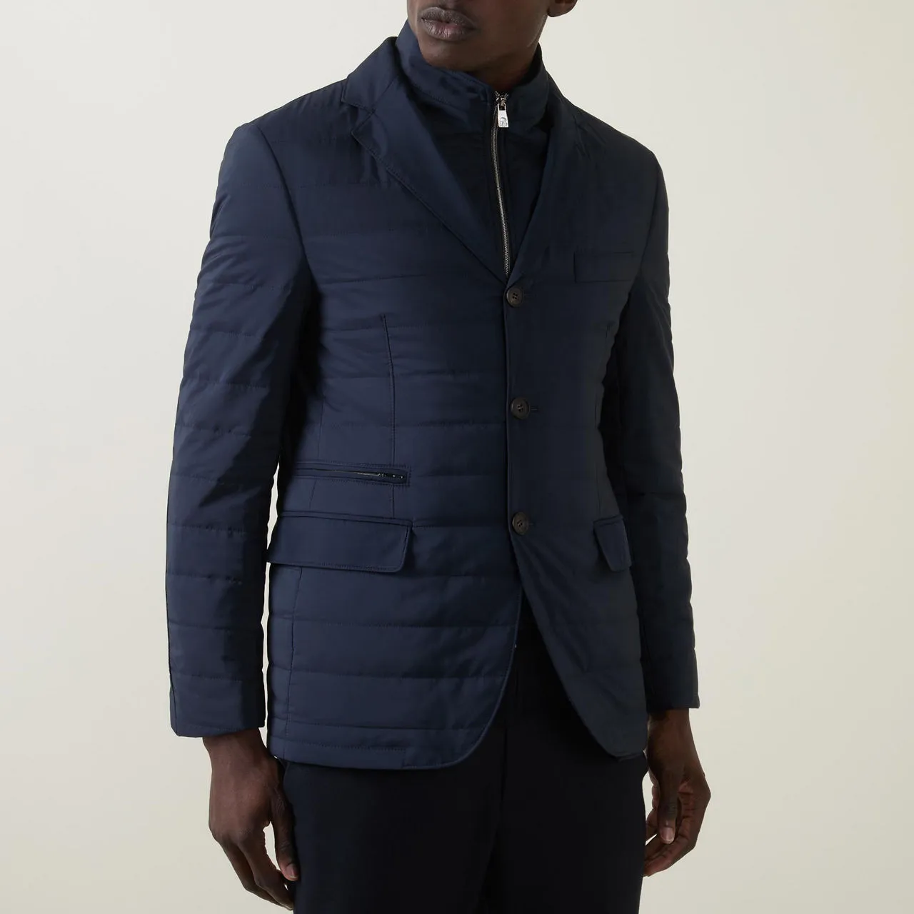 CORNELIANI Quilted Double-Layer Jacket - Navy