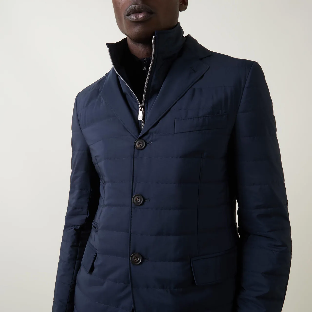 CORNELIANI Quilted Double-Layer Jacket - Navy