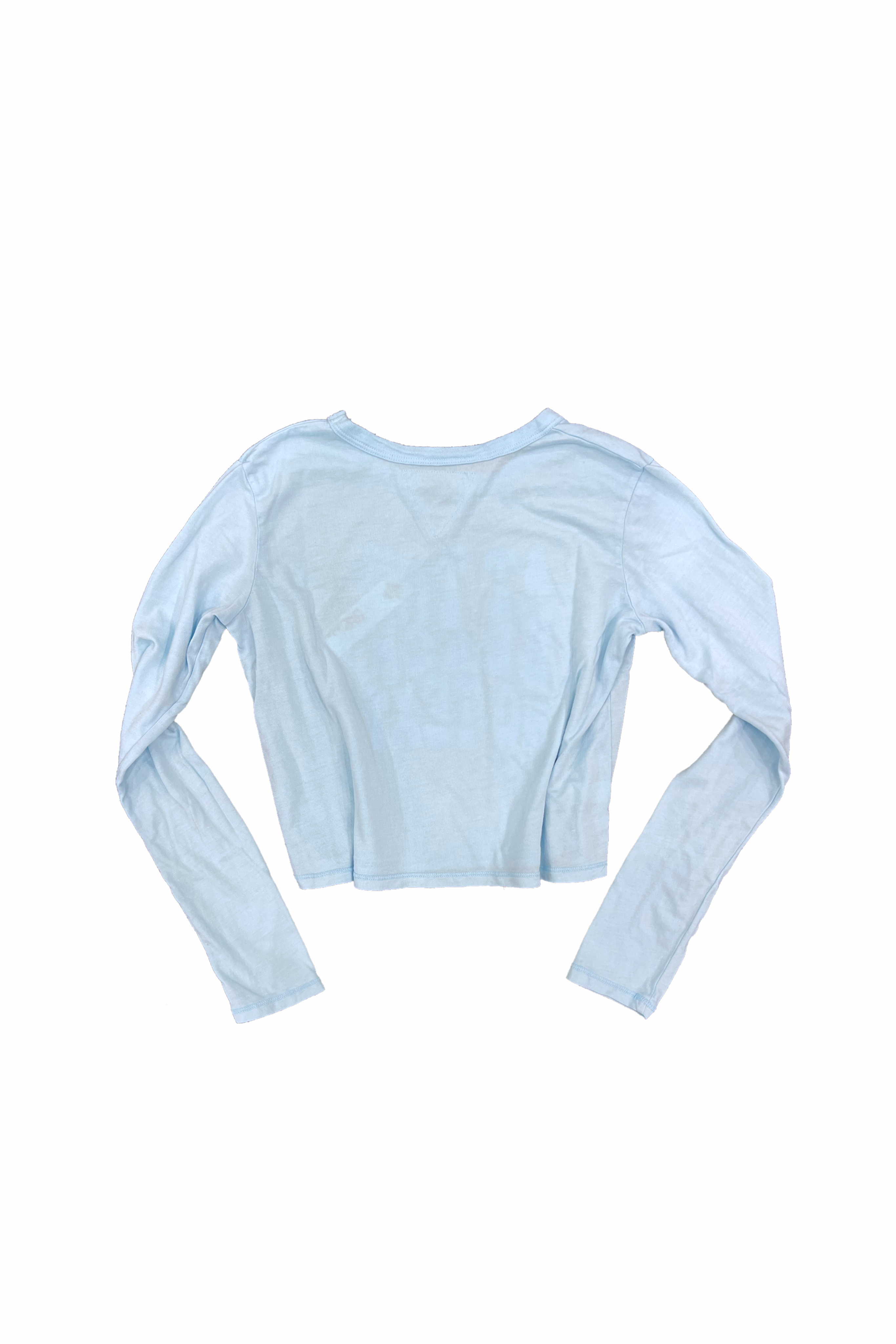 Cotton blue Don't Text cropped long sleeve tee