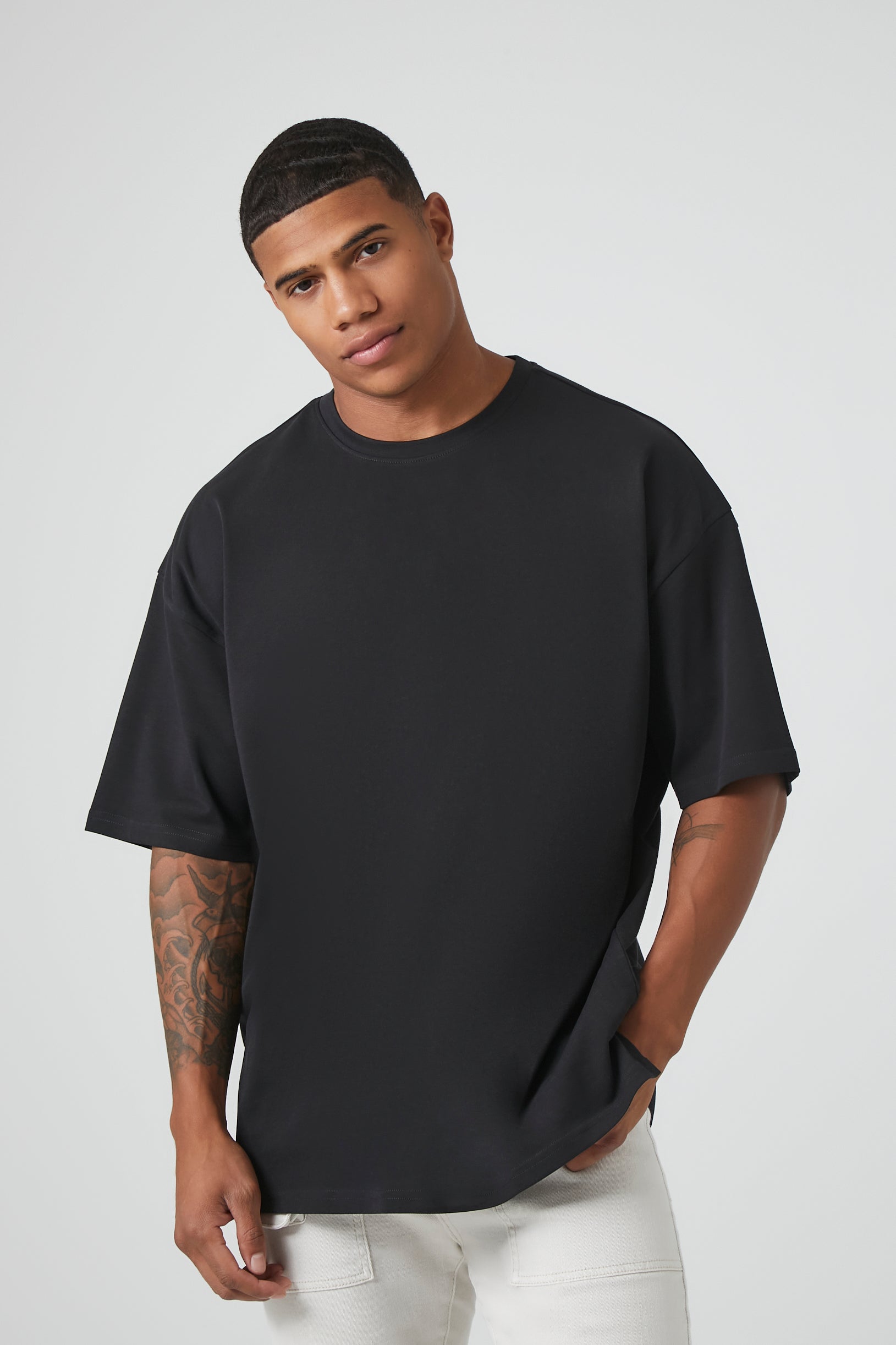 Cotton Crew High-Low Hem Tee