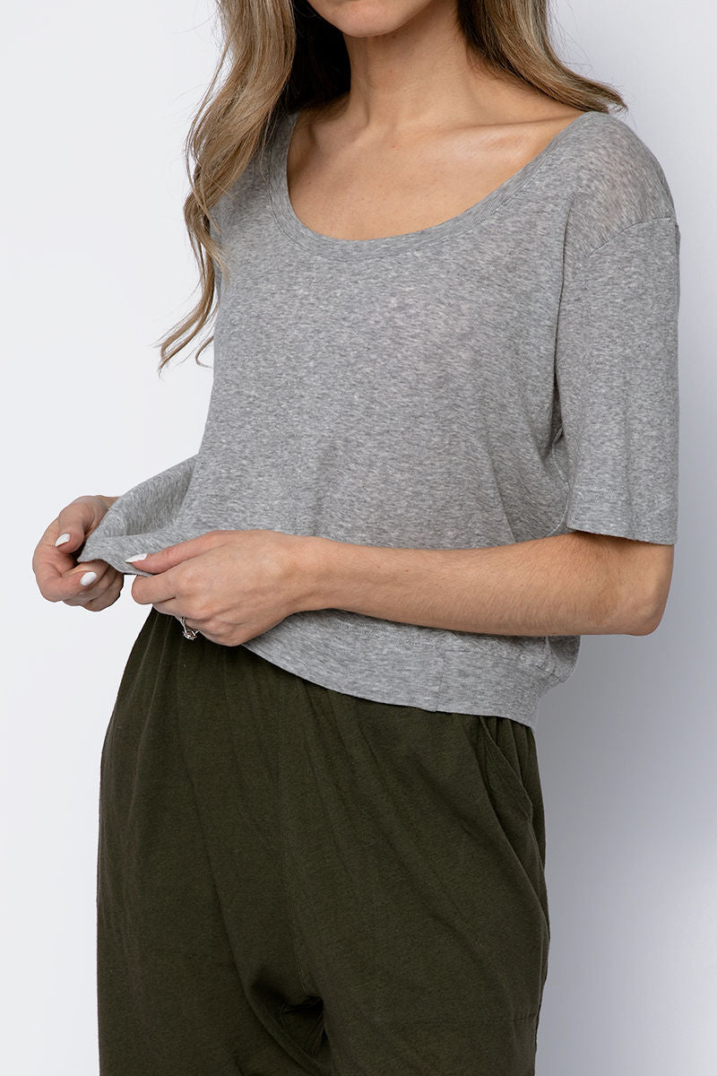 Cotton Crop Tee in Heather Grey