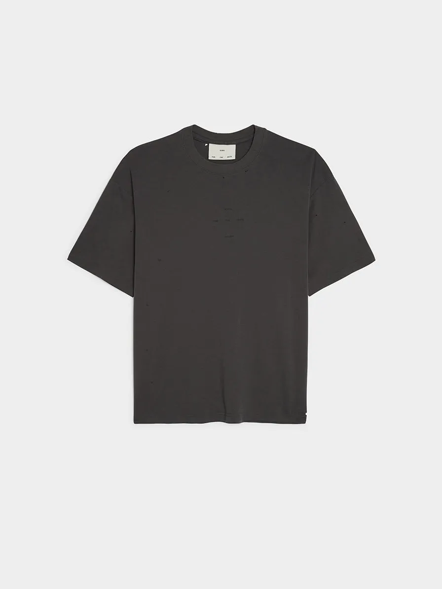 Cotton Logo Oversized Tee, Washed Black