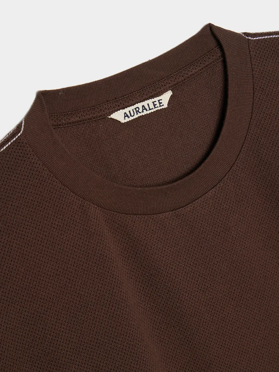 Cotton Mesh Dyed Tee, Dark Brown