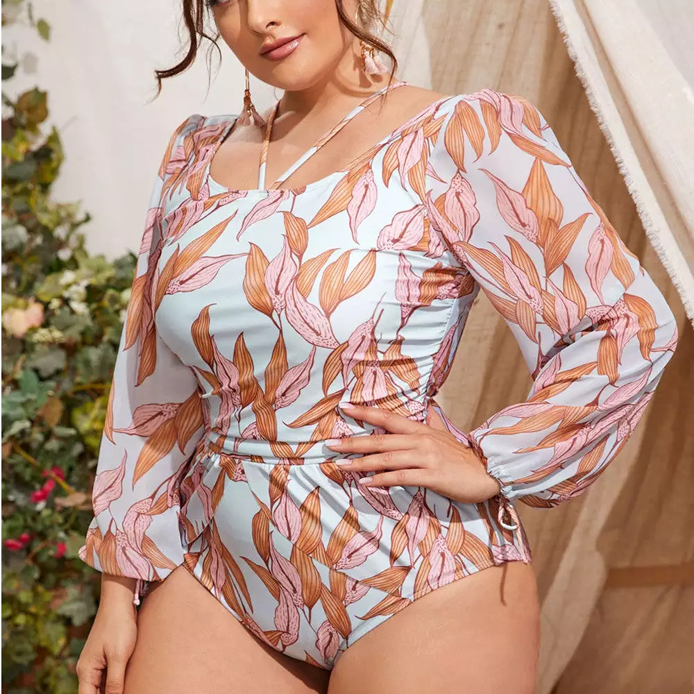 Cross-border plus size one-piece swimsuit