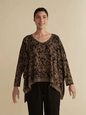 Cut Loose Floral Jacquard OS Deep V Tee