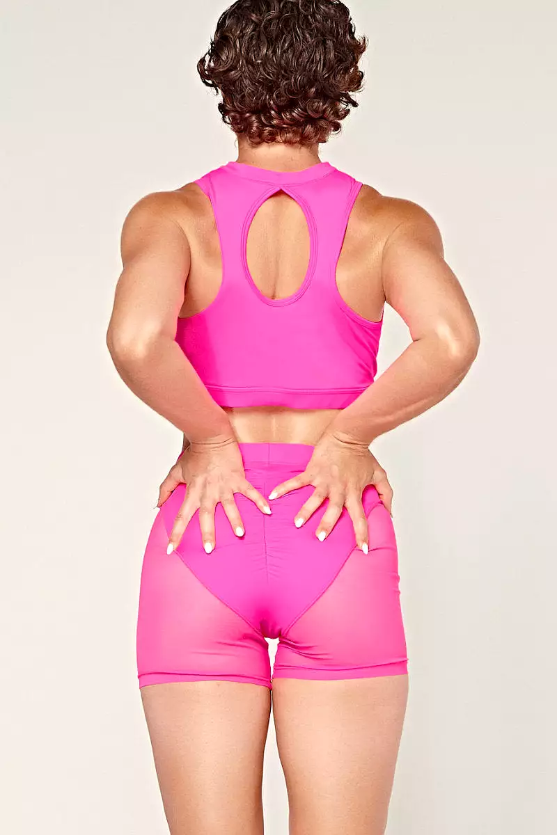 CXIX Dollhaus Mesh Biker Shorts - Barbie Pink