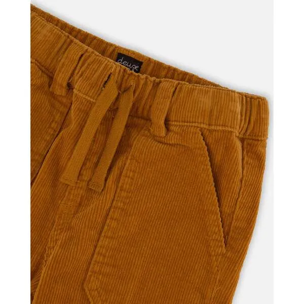 Deux par Deux Stretch Corduroy Jogger Pants, Caramel Brown