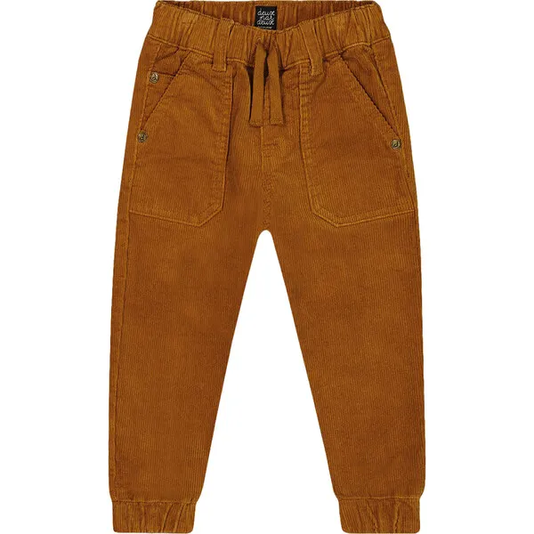 Deux par Deux Stretch Corduroy Jogger Pants, Caramel Brown