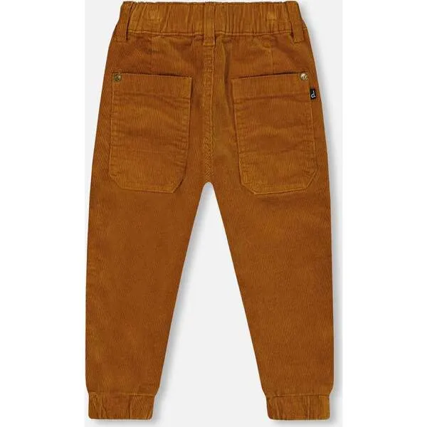 Deux par Deux Stretch Corduroy Jogger Pants, Caramel Brown