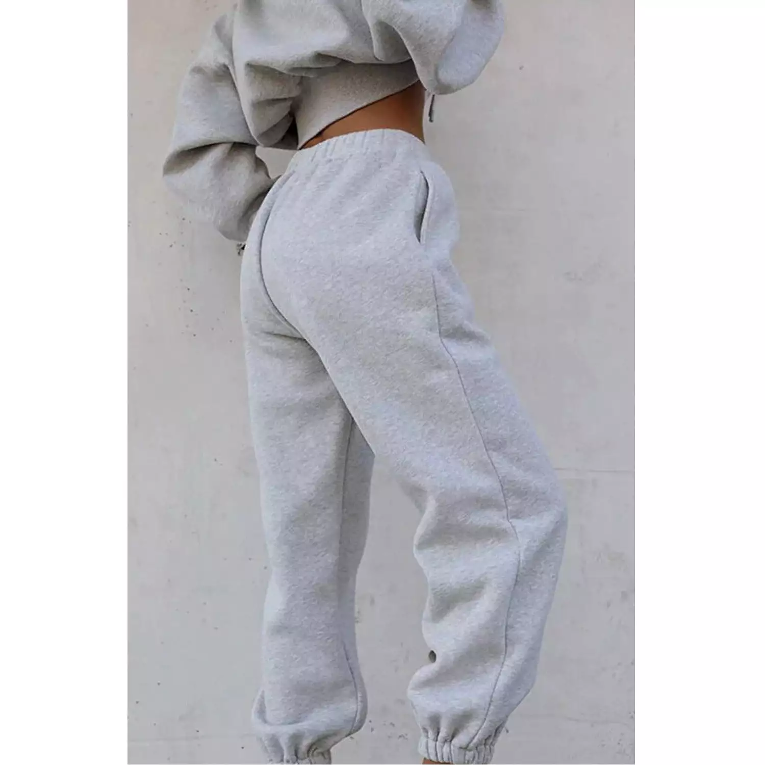 Drawstring Hoodie Crop Top & Jogger Pants